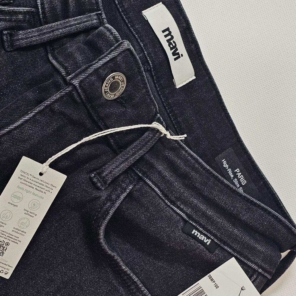 Mavi Paris High Rise Skinny Jeans Women 27 Black Stretch New With Tags - Picture 6 of 8